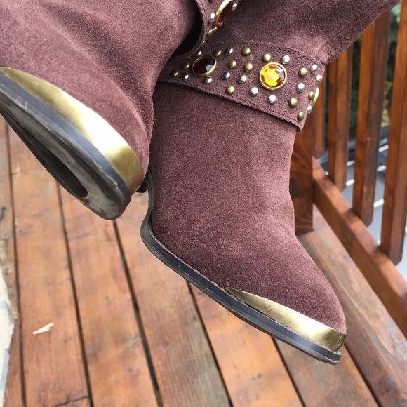 Brown suede Cowboy boots harness - Picture 7 of 12